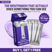 Purple Mouthwash hero, brighter smile in 30 seconds