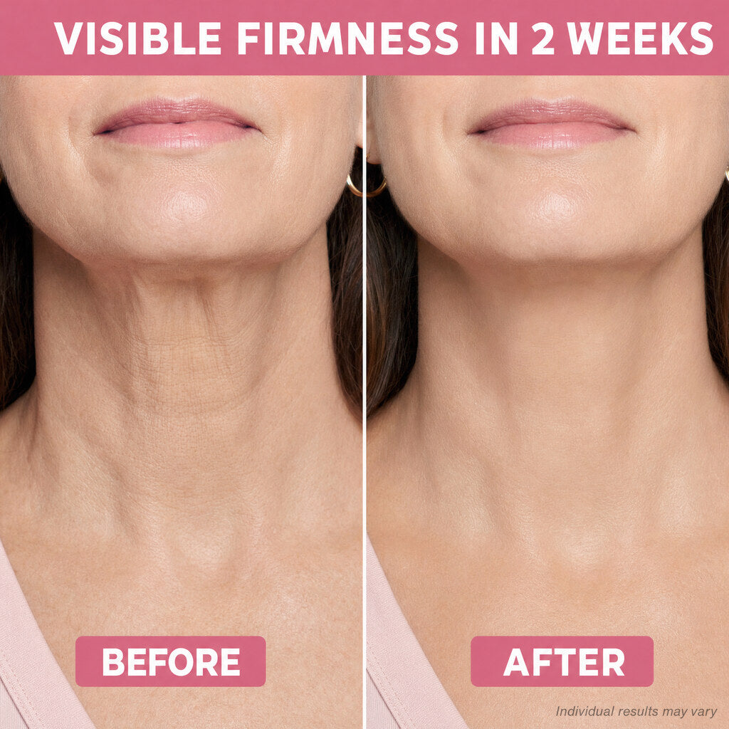 Before and after, visible neck firmness in 2 weeks
